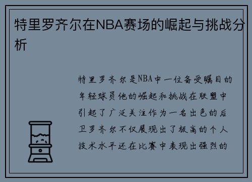 特里罗齐尔在NBA赛场的崛起与挑战分析